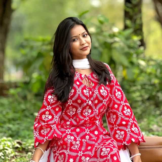 Red Printed Cotton Kurti