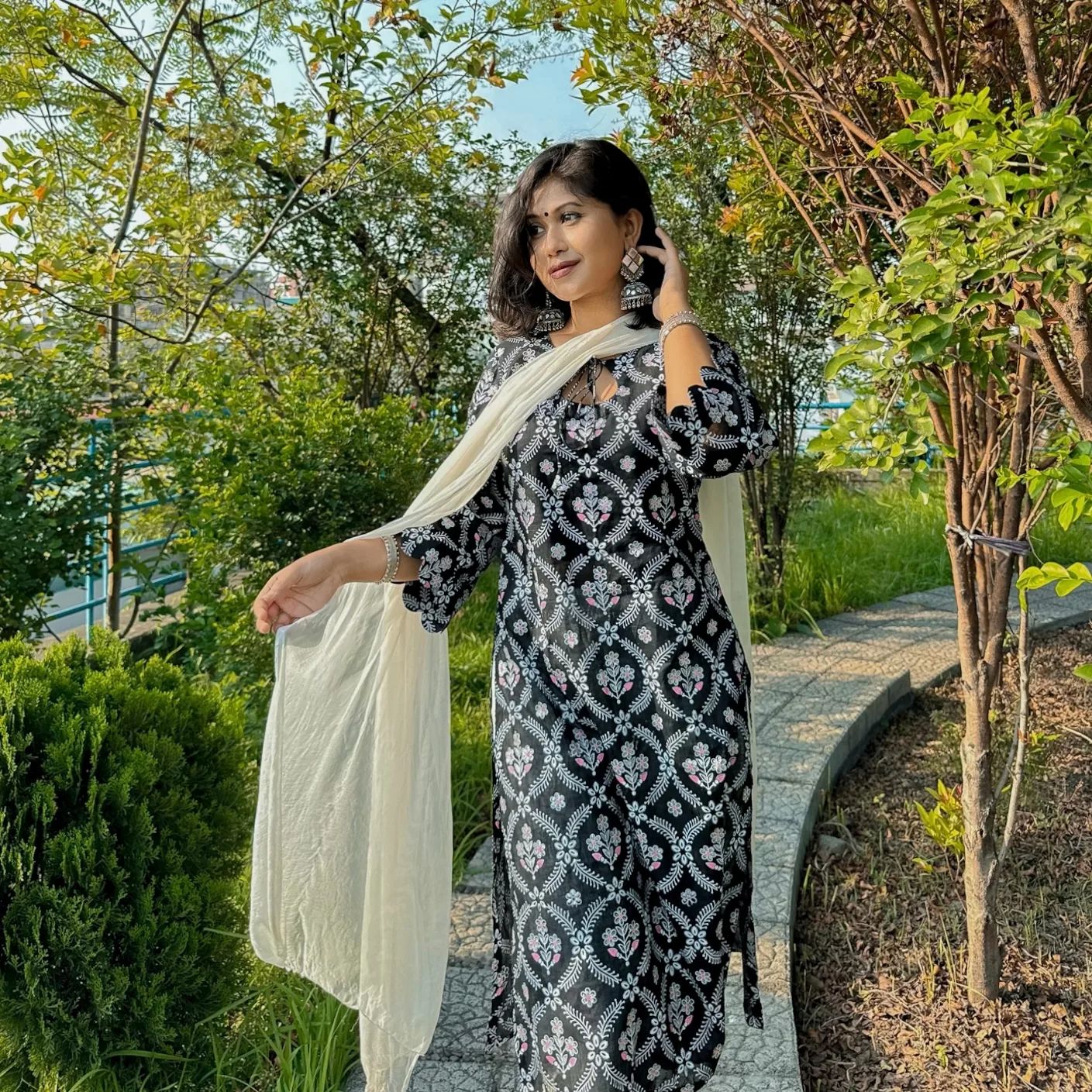 Black Printed Cotton Kurti 1